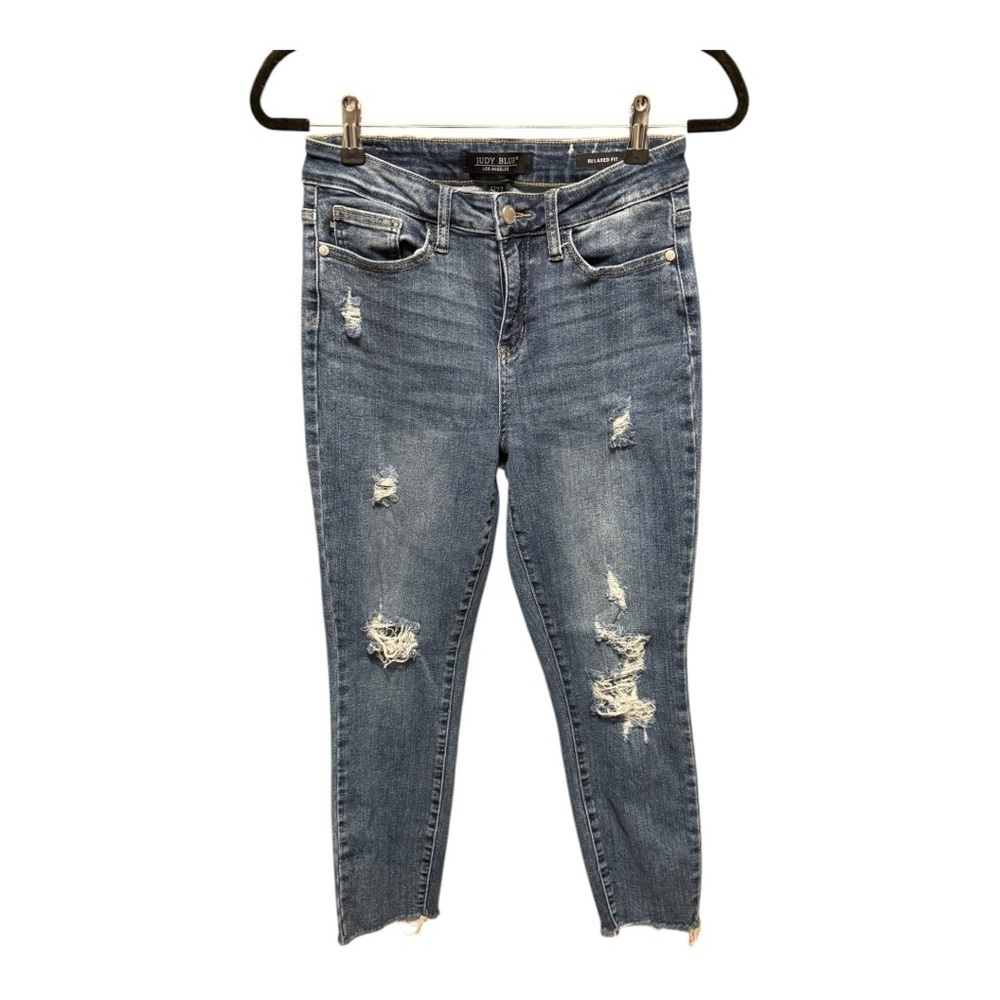 Judy Blue Women's High Waist Destroyed Relaxed Fit Jeans Medium Wash Size 5/27